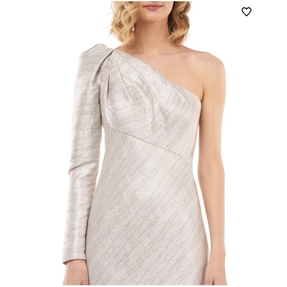 Kay Unger Metallic Stripe One Shoulder Gown 4 NEW - Picture 7 of 12